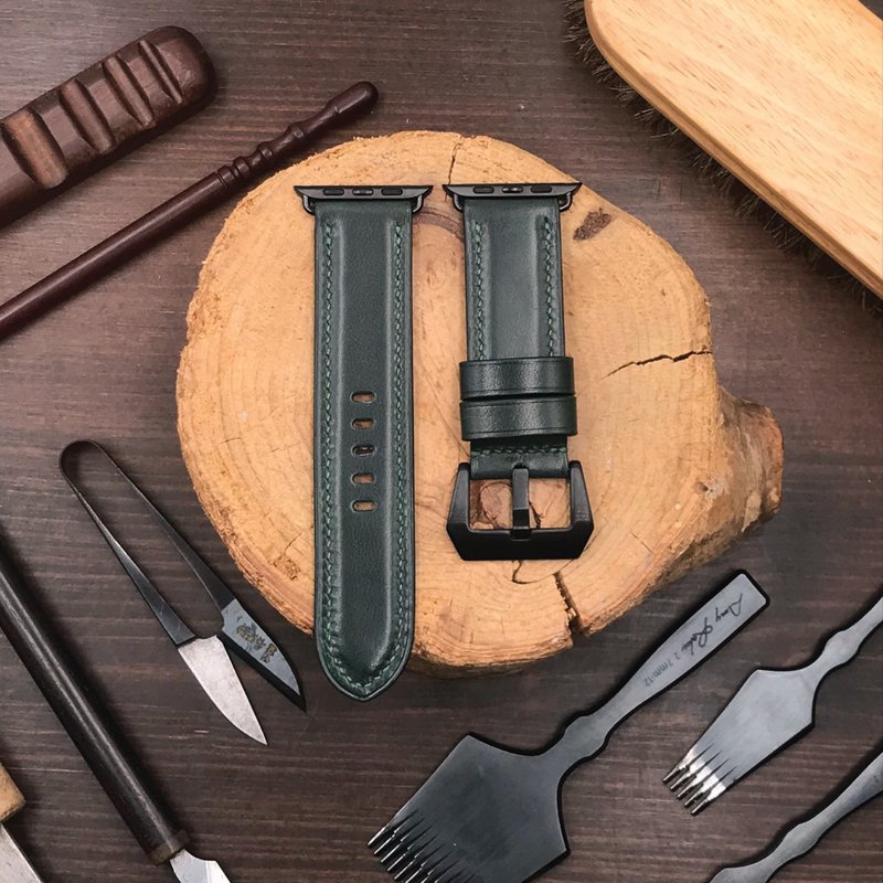 【Apple Watch Strap】Green Calf | Luxury iWatch Band | Elegant & Heavy - Watchbands - Genuine Leather Green