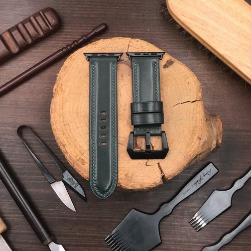 Bara Asah Workshop 【AppleWatch錶帶】綠色小牛皮/法國防汗皮/真皮皮革