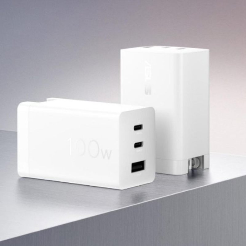 ASUS 100W 3孔 GaN 氮化鎵充電器-TYPE-C/USB-A (AC100-03) - 行動電源/充電線 - 其他材質 白色