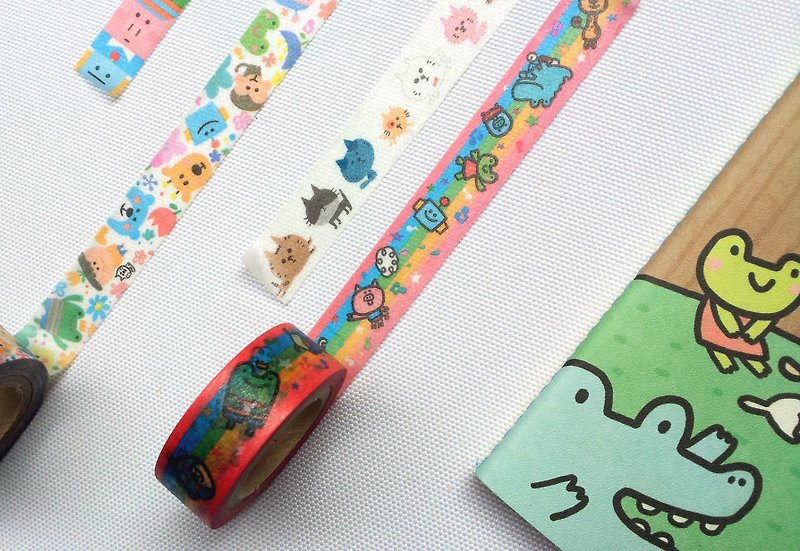 紙 紙膠帶 多色 - 插畫紙膠帶_貓咪、花朵、拼圖、彩虹共四款