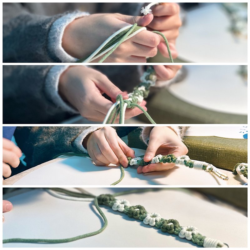 [Handmade experience course] Floral weaving mobile phone lanyard - เย็บปักถักร้อย/ใยขนแกะ/ผ้า - ผ้าฝ้าย/ผ้าลินิน 