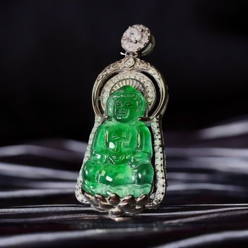 瓔珞珠寶盒 E.L.Jewelry Box 冰種老坑綠翡翠觀音菩薩項鍊 925純銀 | 天然翡翠A貨 | 送禮