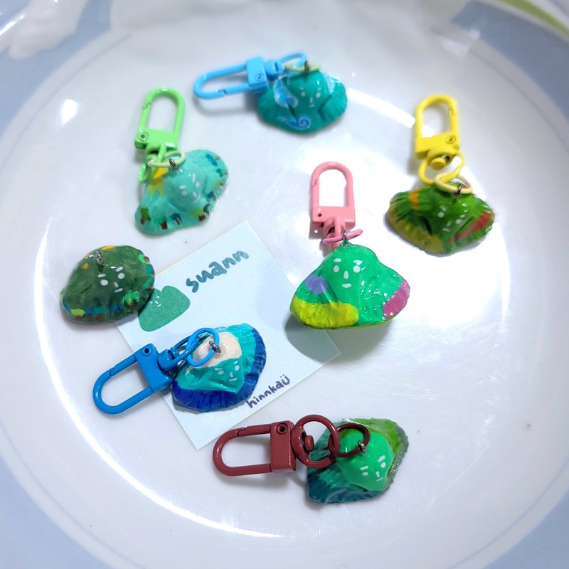 Mountains mountain pendant cute expression Stone clay Taiwan Yushan - Charms - Clay Multicolor