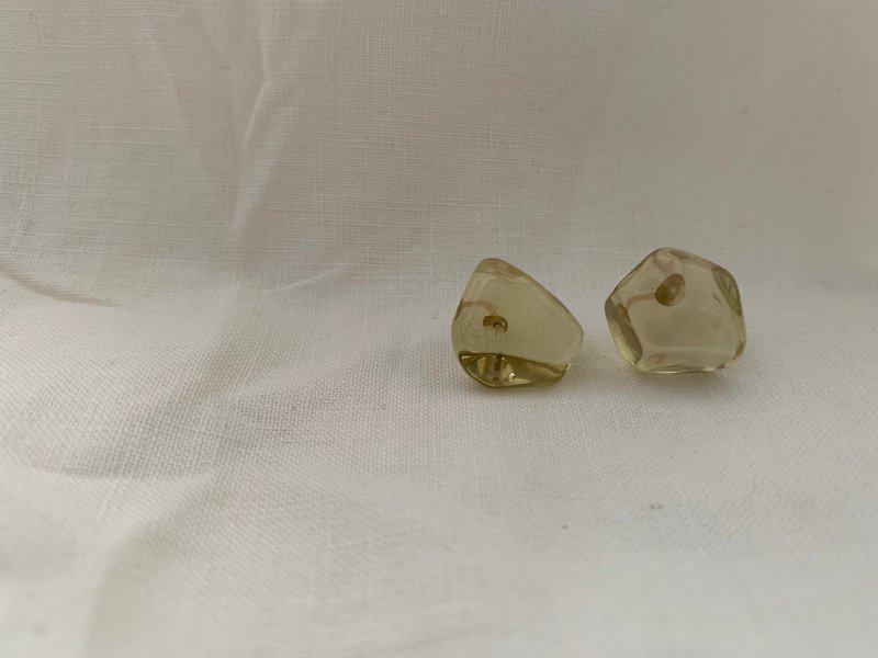 Lemon quartz jasper piercing - ต่างหู - เครื่องประดับพลอย สีเหลือง