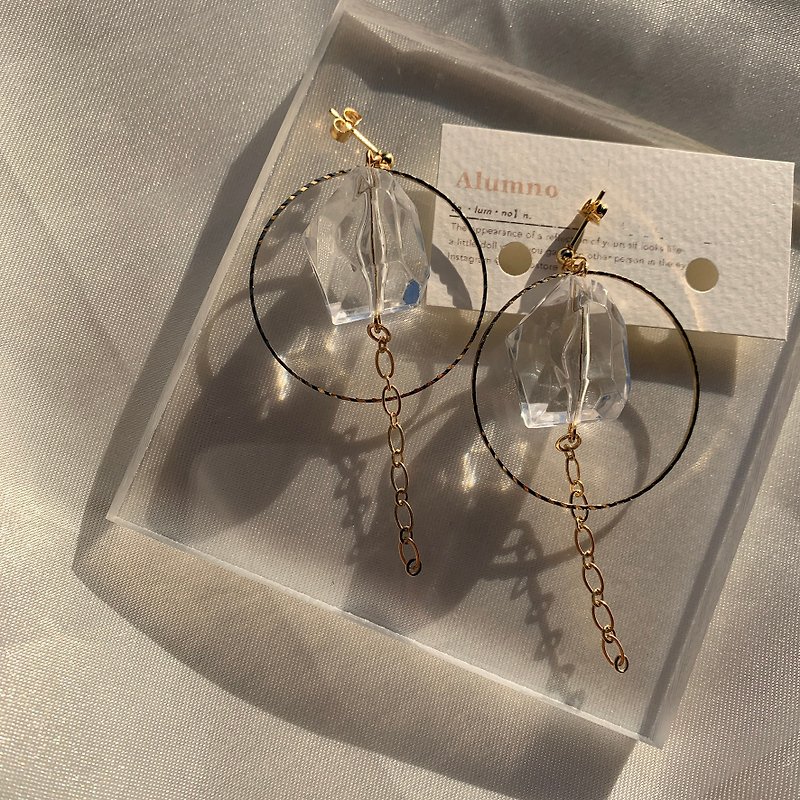 【 The carat 】  earrings elegant party clear transparent dangle Japanese - Earrings & Clip-ons - Other Metals Transparent