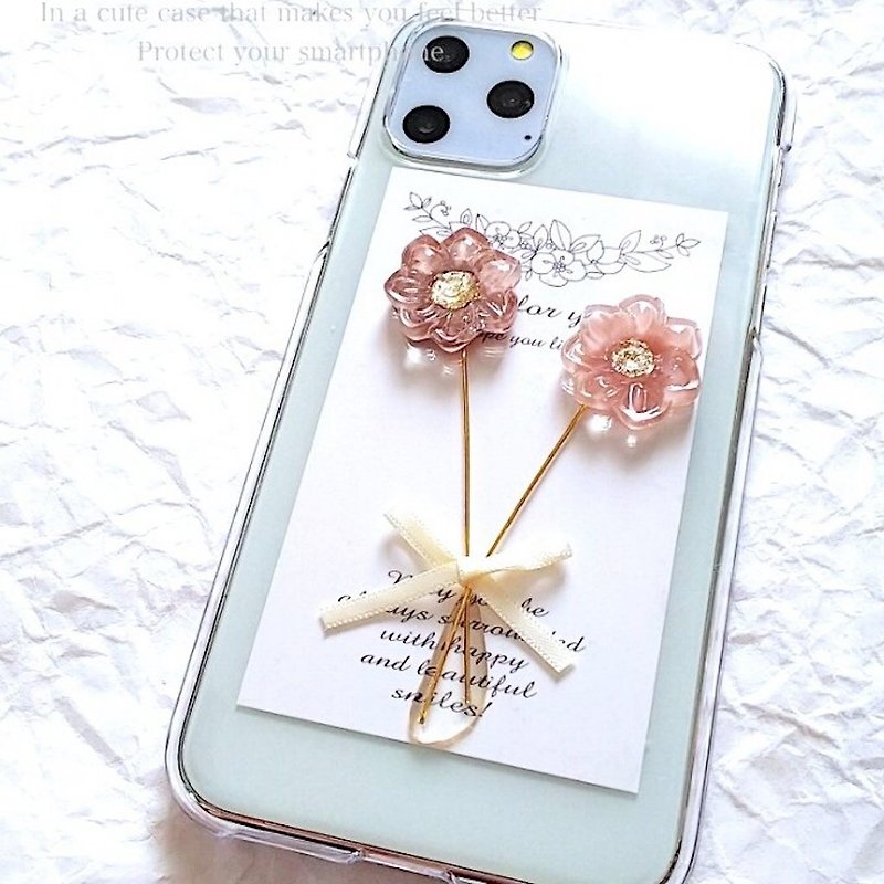 Light pink flower smartphone case - เคส/ซองมือถือ - เรซิน สึชมพู