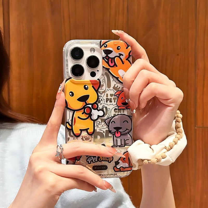 [Anti-scratch] Bright Ice White Mirror Gold iPhone 15 Pro/15 ProMax Phone Case - Phone Cases - Plastic Orange