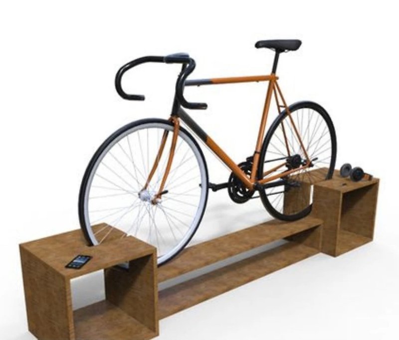 Wooden Bike TV cabinet / Bicycle Rack Shelf / Vertical Bike Stand / Furniture St - TV Stands & Cabinets - Wood White