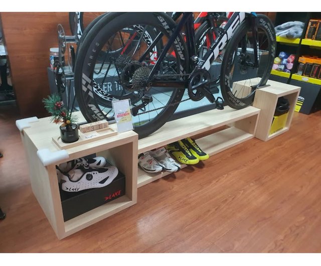 VERTICAL Stationary bike shelf - indoor bike shoe holder - home gym st –  Desert Pine Designs