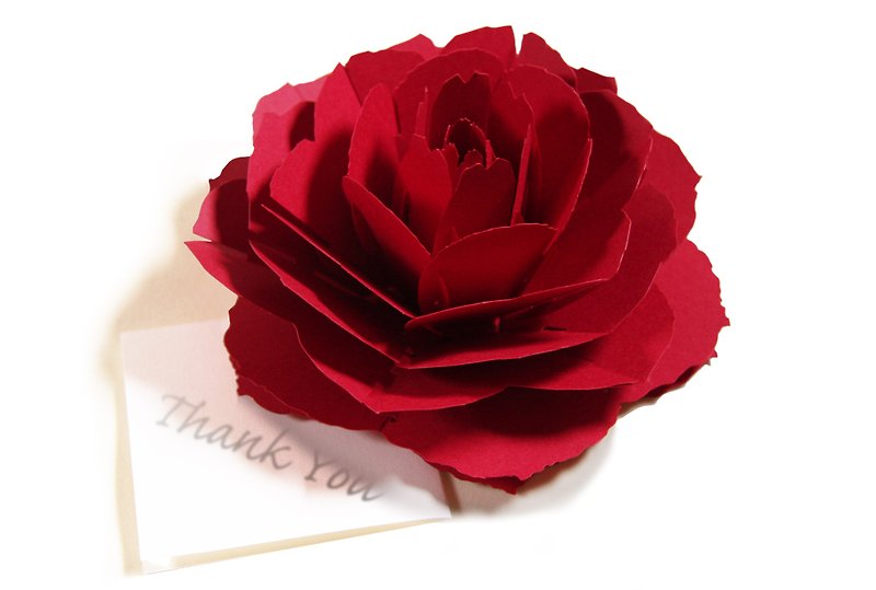 Blooming flower pop-up message card　red-rose - Cards & Postcards - Paper Red