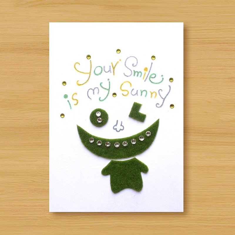 Handmade small turf card _ Your Smile is My Sunny ... birthday card - การ์ด/โปสการ์ด - กระดาษ สีเขียว