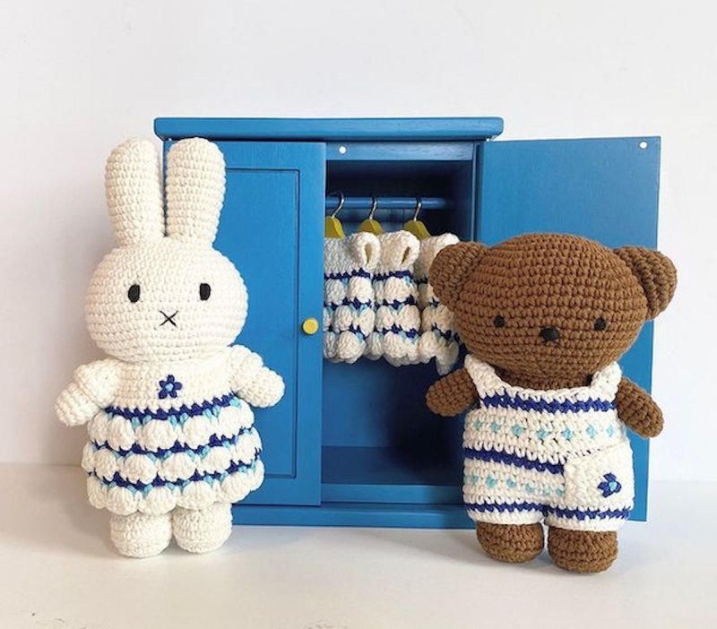 荷蘭進口Miffy【青瓷藍系列】正版授權手工純棉鉤針米非米飛兔 - 寶寶/兒童玩具/玩偶 - 棉．麻 藍色