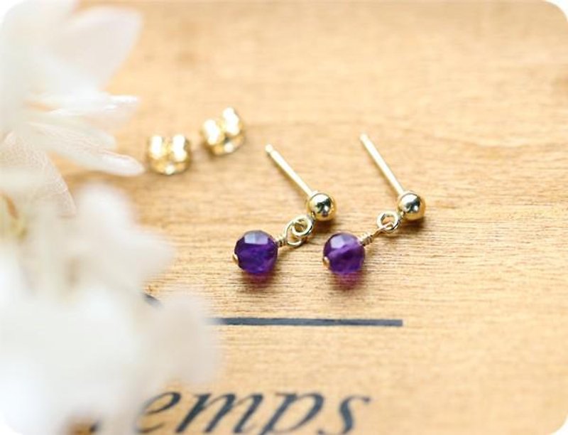 Love Fulfillment True Love Amethyst Single Stud Earrings / Earrings Allowed February Birthstone - Earrings & Clip-ons - Gemstone Purple