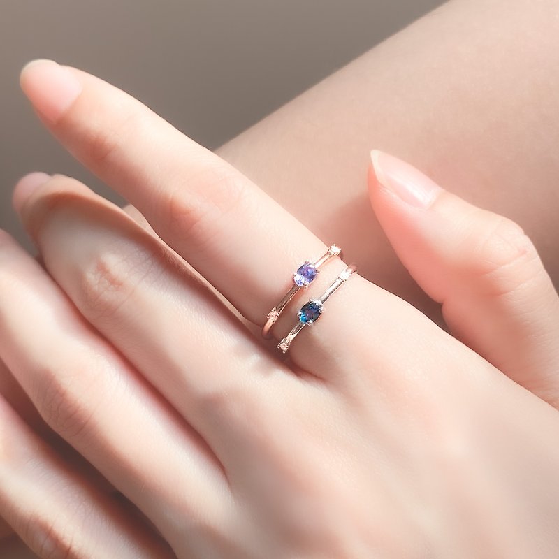 / 屬於我的一片天空 / 2件套裝 托帕石 坦桑石 925純銀 戒指 - 戒指 - 純銀 藍色