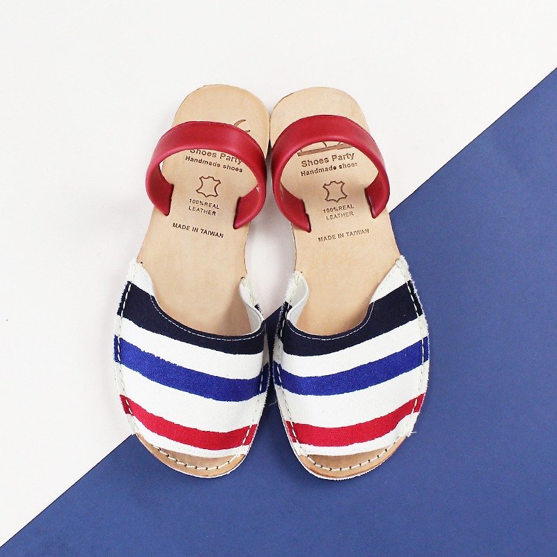 Shoes Party Red Stripe Handmade Mini Toe Sandals/S2-15431F - Women's Casual Shoes - Cotton & Hemp 