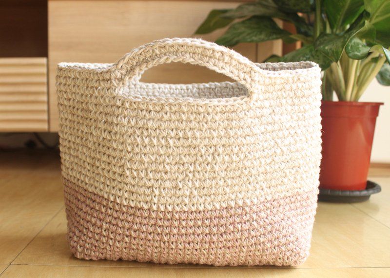 [Sleepwalking] Cotton and Linen hand-woven bag designer hand-made goods - Handbags & Totes - Cotton & Hemp Pink