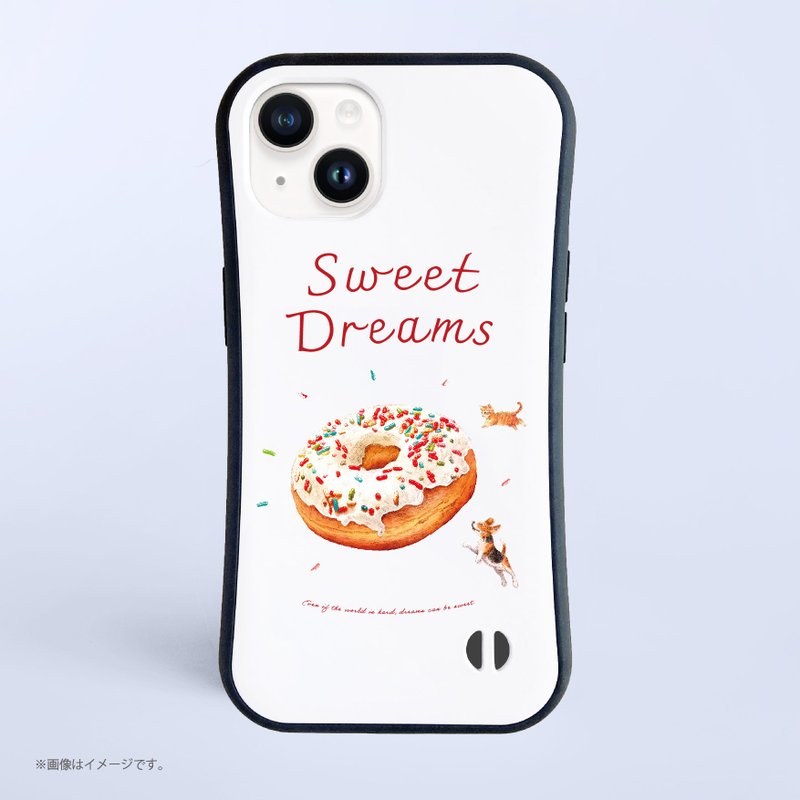 SWEET DREAMS — 狗狗&貓咪與甜甜圈 / 防撞握感 iPhone 保護殼 - 手機殼/手機套 - 塑膠 白色