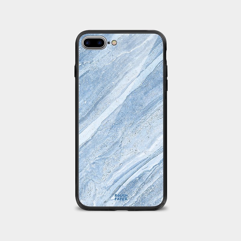Light blue rock texture | Tempered glass case | Customized mobile phone case - เคส/ซองมือถือ - พลาสติก สีใส