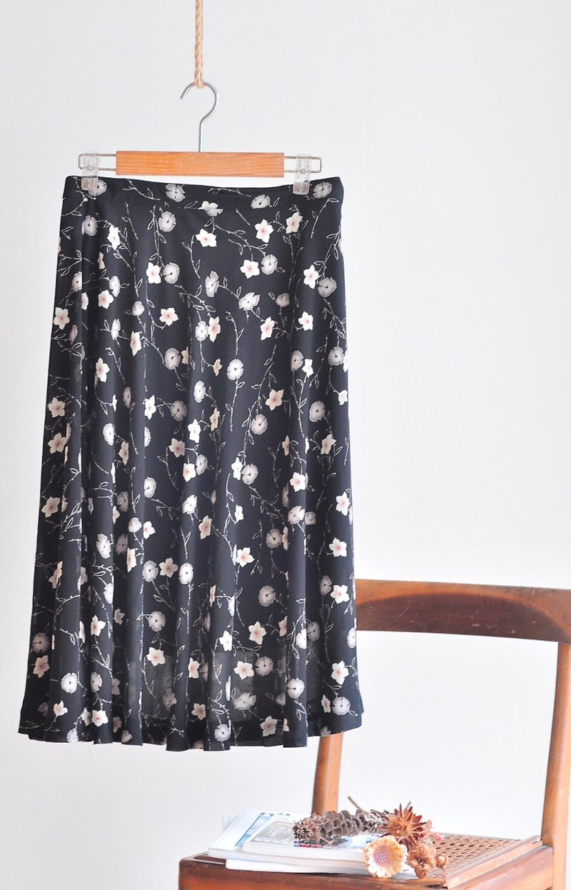 Vintage down / skirt no.235 tk - Skirts - Polyester Black