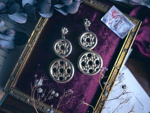 荏苒 - Vintage Jewelry 古董珠寶飾品 Boucher 捕夢網金屬編織大耳環-美國古董首飾 Vintage Jewelry