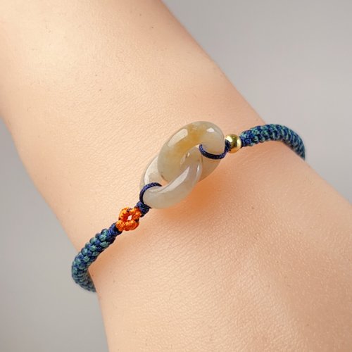 瓔珞珠寶盒 E.L.Jewelry Box 【永恆同心】冰種黃翡翡翠同心圓編織手鍊 | 天然A貨翡翠 | 送禮