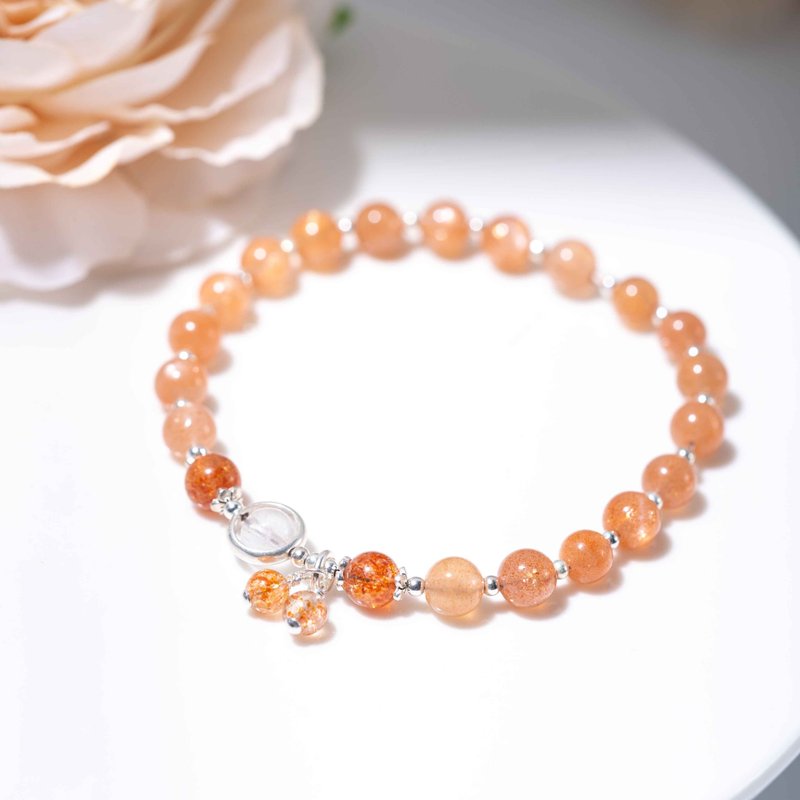 Sunstone, Golden Sunstone, 925 Sterling Silver Findings Bracelet - สร้อยข้อมือ - เครื่องประดับพลอย สีส้ม