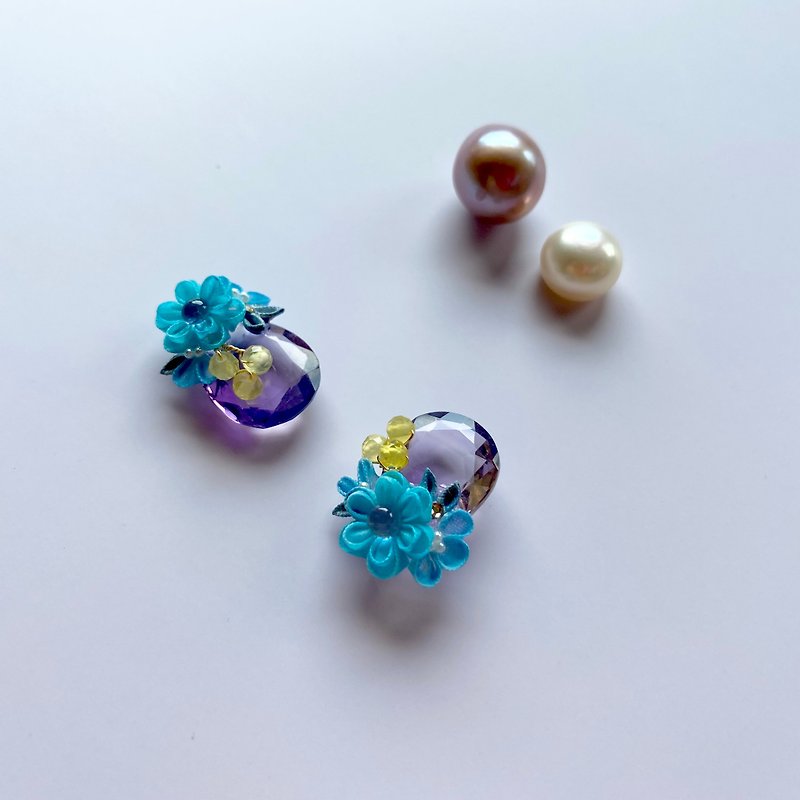 amethyst flower earring