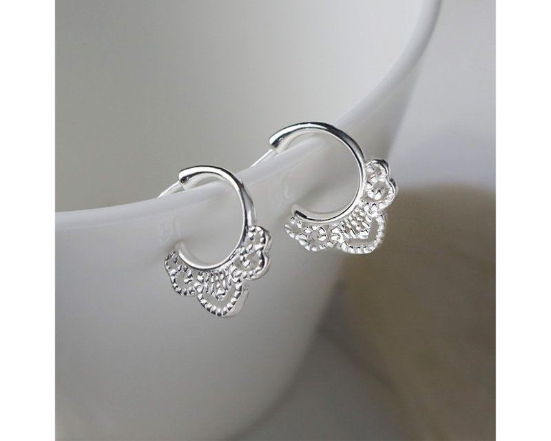 I Lace I 925 Sterling Silver Stud Earrings - Earrings & Clip-ons - Sterling Silver Silver