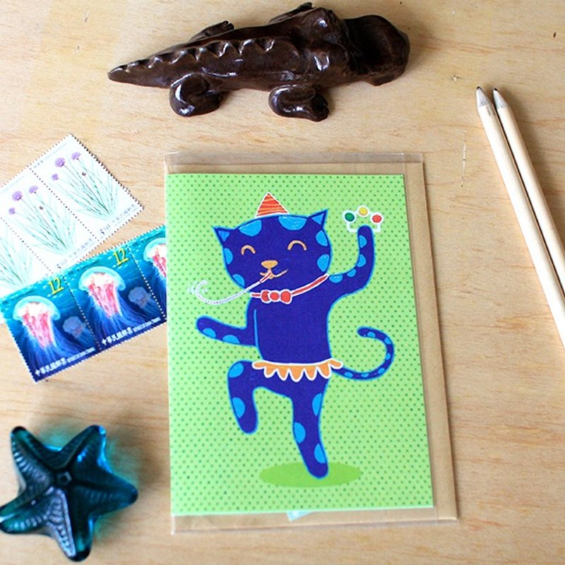 紙 卡片/明信片 多色 - 萬用卡片 ∣ 開心貓咪