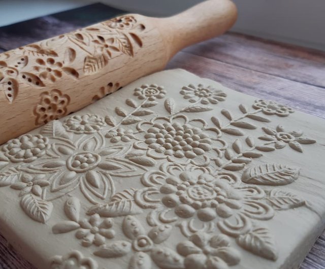 Embossed rolling pin, engraved rolling pin for cookies, pattern with rowan.  - Shop Engraved Rolling Pins Cuisine - Pinkoi