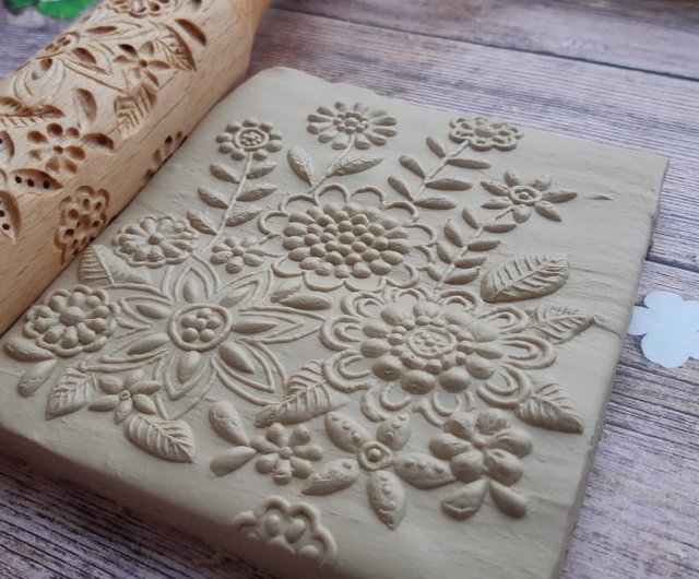 Engraved rolling pin, embossed rolling pin, with flower - Shop Engraved  Rolling Pins Cuisine - Pinkoi