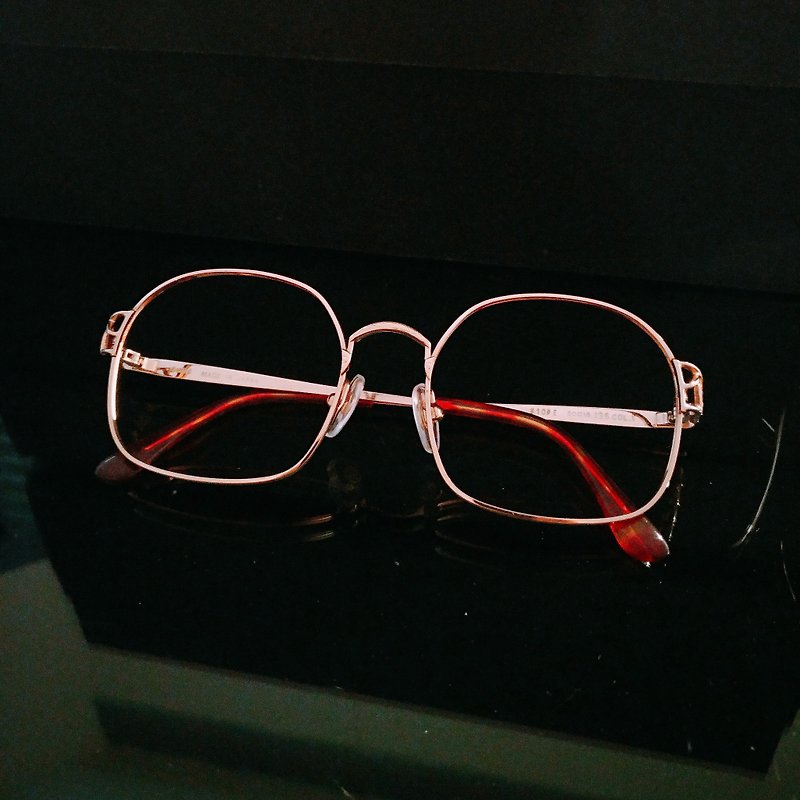 Monroe Optical Shop / Japan 80s Antique Eyeglasses Frame M02 vintage - กรอบแว่นตา - เครื่องประดับ สีทอง