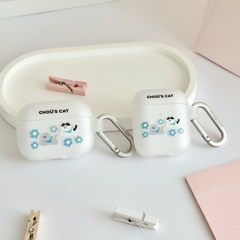 周氏喵喵藍色花貓貓強悍防摔AirPods保護套 - AirPods/耳機保護套 - 塑膠 多色