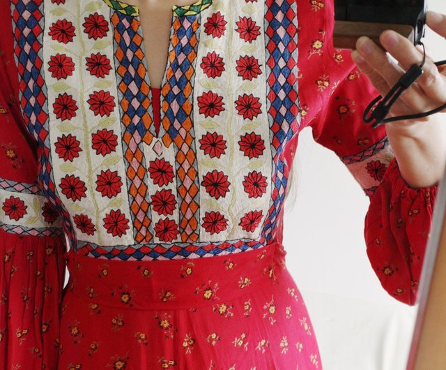 Hippie style Vintage 70s Afghan dress Afghan hand