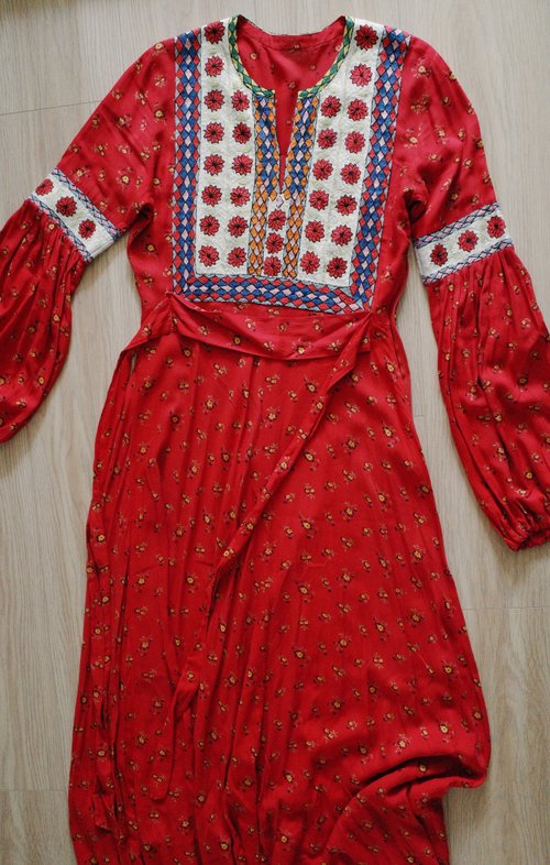Hippie style Vintage 70s Afghan dress Afghan hand