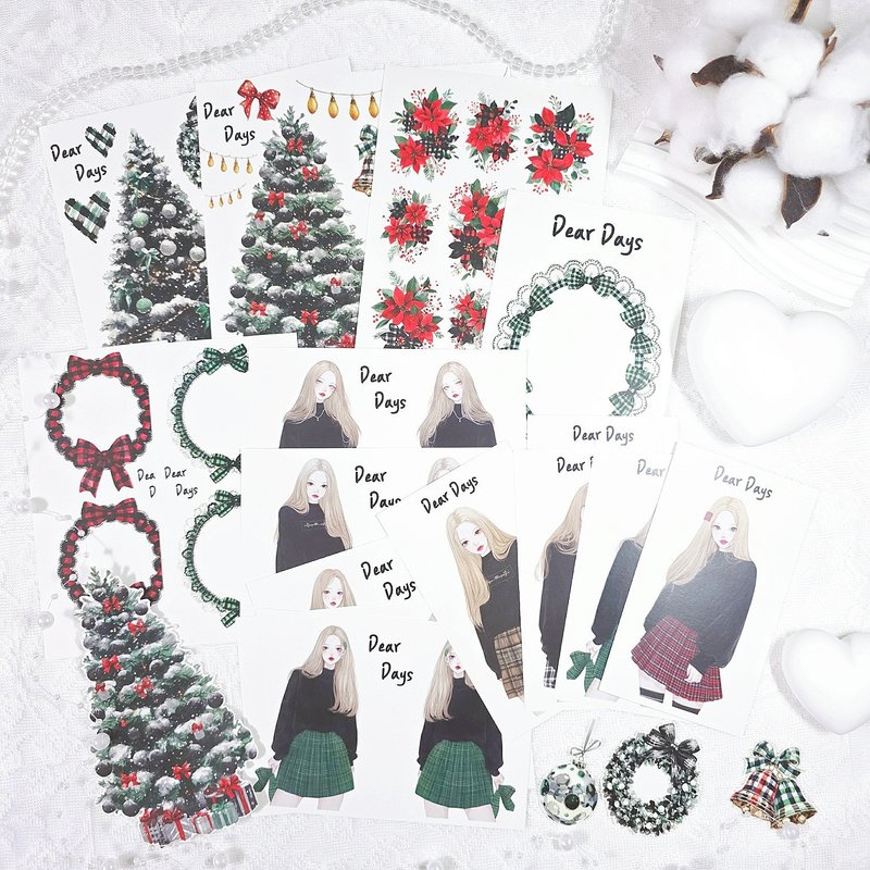 クリスマスミニステッカーパッケージ - ノート・手帳 - 紙 グリーン