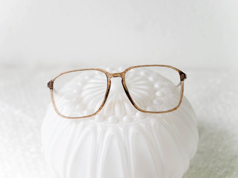 rodenstock 透明果凍茶褐青春手札 特殊方型膠框眼鏡 德國glasses - 眼鏡/眼鏡框 - 塑膠 卡其色