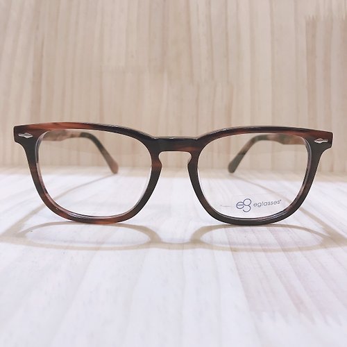 EGlasses。眼鏡物語 站內最高等級UV420濾藍光0度眼鏡│板料材質褐咖鏡腳彈簧設計CA02