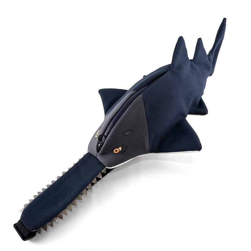 Design No.PD117b - 【Cotton Canvas】Sawfish Shoulder Bags#Midnight Blue - กระเป๋าแมสเซนเจอร์ - ผ้าฝ้าย/ผ้าลินิน สีน้ำเงิน