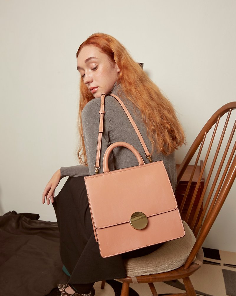 Genuine Leather Handbags & Totes Khaki - MAJOUR 9.0 SAND LEATHER BAG