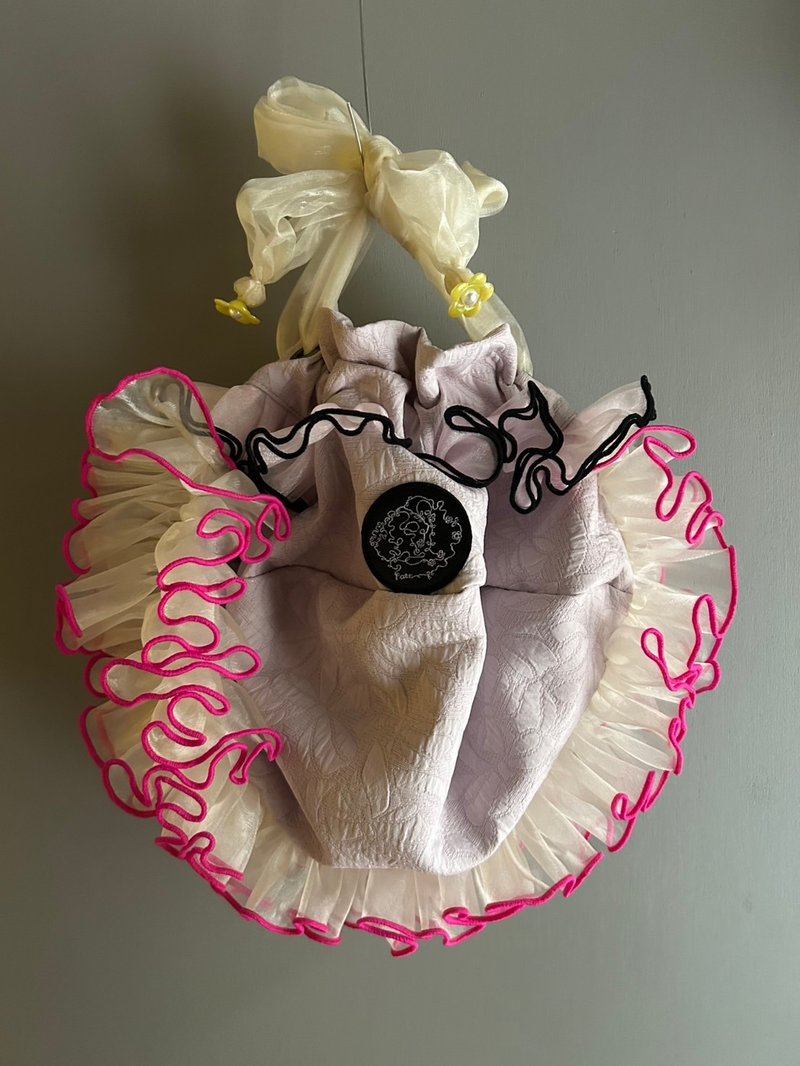 ハイカロリイオトメ × poteコラボ frill drawstring  bag - 手提包/手提袋 - 聚酯纖維 橘色