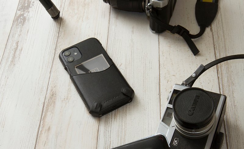 iPhone 12&12Pro Minimalist Series Leather Case - Carbon Black - Phone Cases - Genuine Leather Black