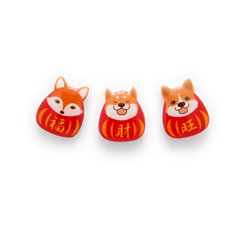 FOX GARDEN New Year Earrings/Ear Pins/ Clip-On - Earrings & Clip-ons - Plastic Red