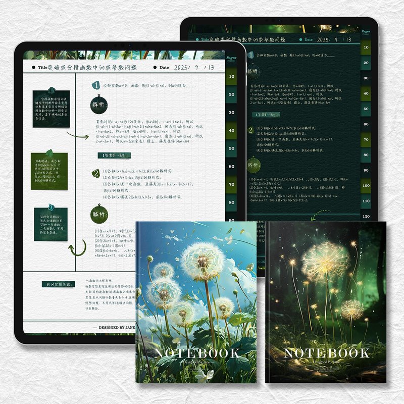 蒲公英豎版 電子手帳 康奈爾數位筆記本模板notability/goodnotes - 電子手帳及素材 - 其他材質 