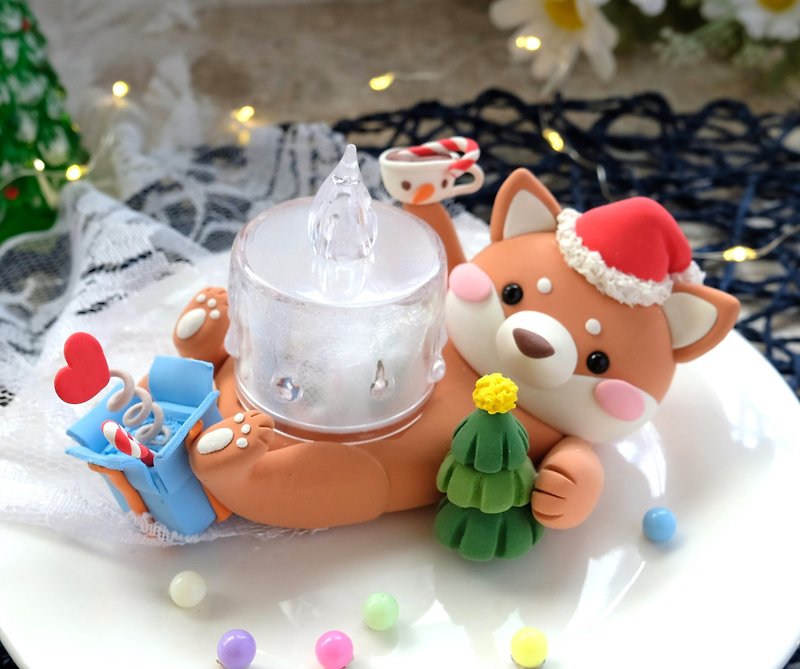 Christmas Shiba Inu night light Christmas DIY material package online teaching video & clay material package - อื่นๆ - ดินเหนียว 
