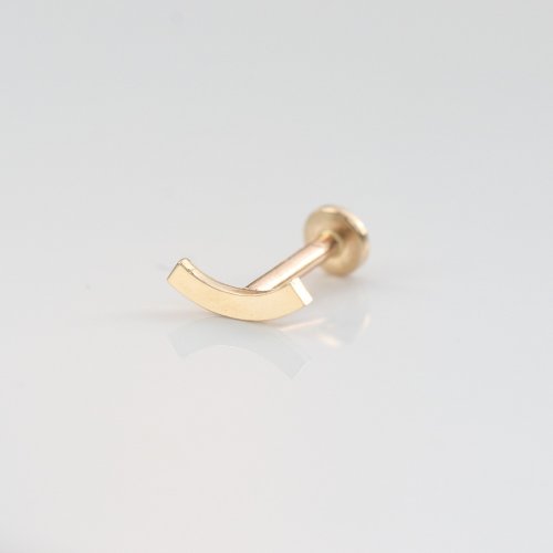 CHARIS GRACE 14K 微笑金鎖珠耳環 (前鎖 平底 圓餅) (單個)耳骨 耳窩 不褪色