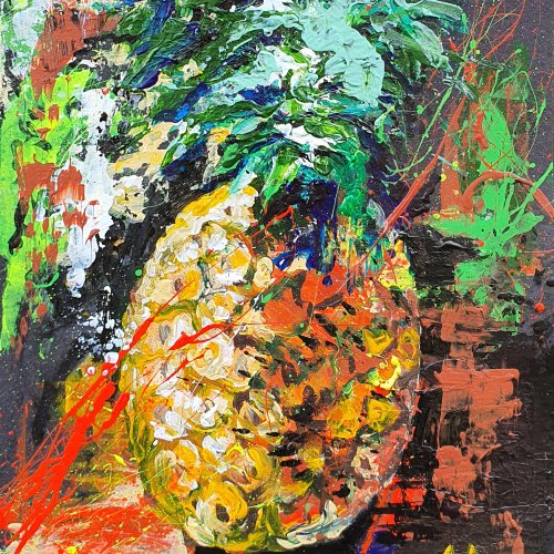 marina-fisher-art Pineapple Painting Tropical Fruits Kitchen Vegetable Food Still Life Art Gardens