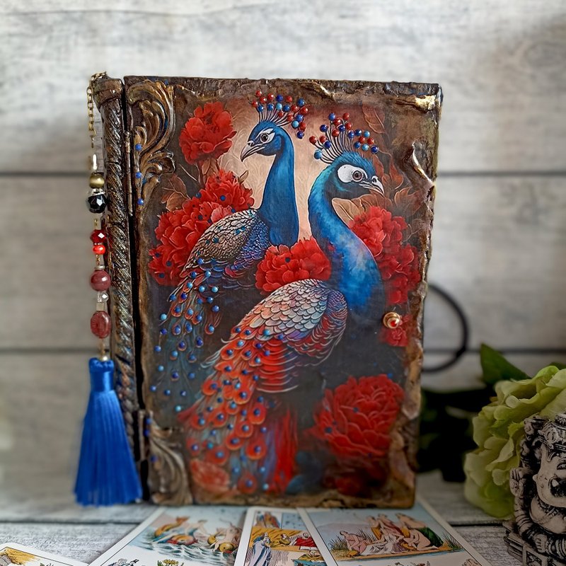Peacock Box-Book,Card box,Keepsake box,Box for money,Banknote case,Jewelry box - 居家收納/收納盒/儲物盒 - 木頭 紅色