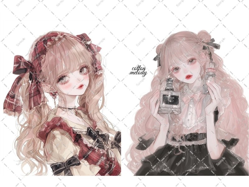 original sticker no.5842 人物ステッカー オリジナルステッカー 人物ステッカー 女の子ステッカー オリジナル人物ステッカー - 貼紙 - 紙 