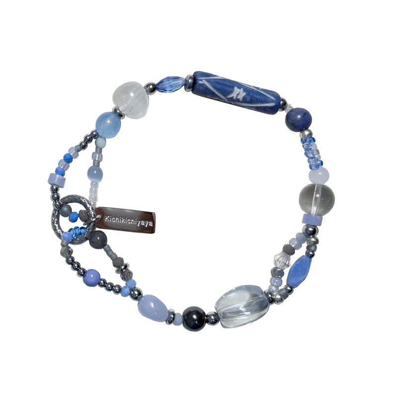 Baby Blue Gemstone Bracelet 049 - 手鍊/手環 - 寶石 藍色